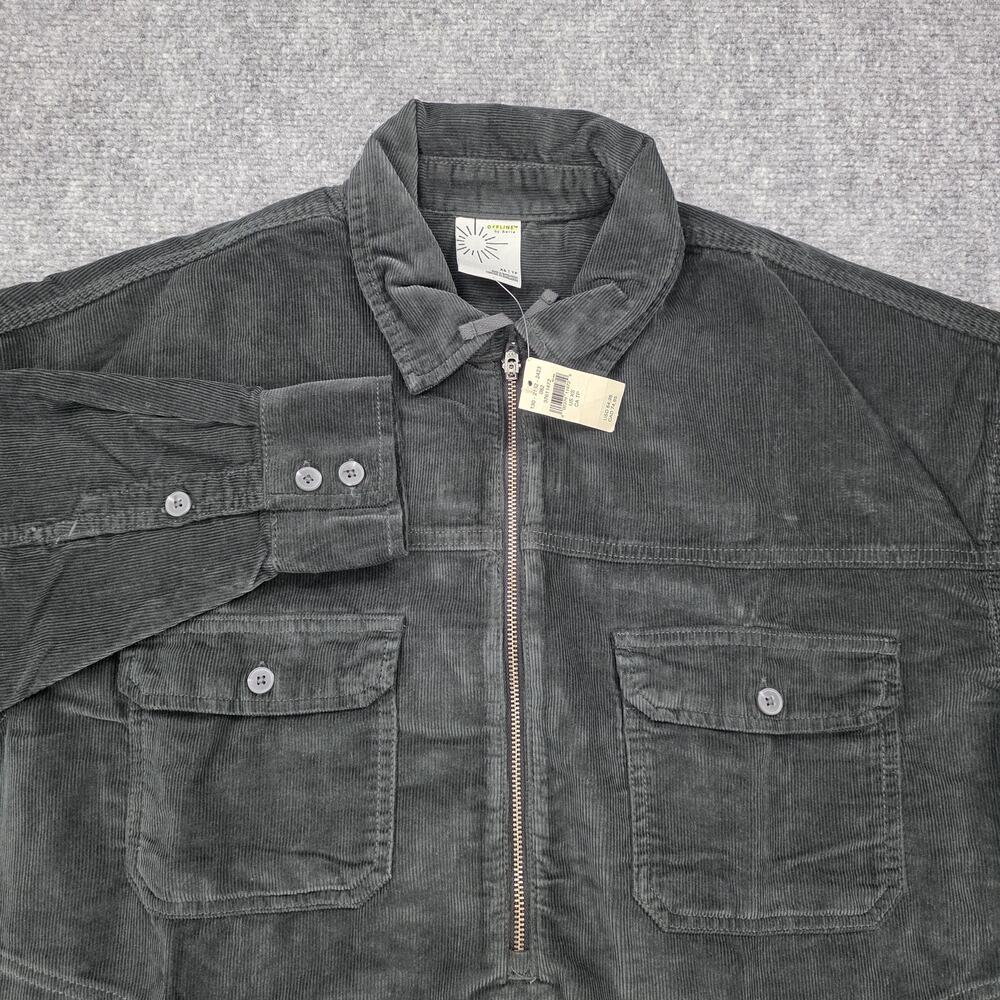 Offline Aerie Shacket Womens XS Black Gray Corduroy 1/2 Zip Utility Oversized - Picture 10 of 16